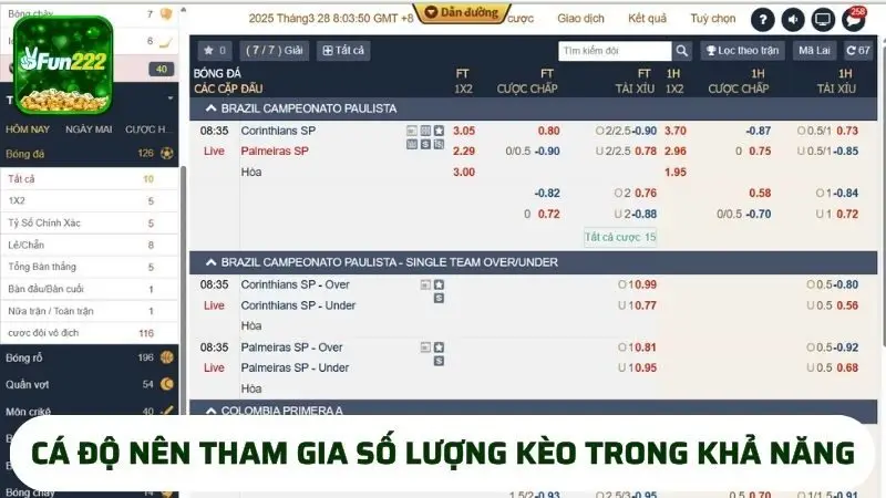 Kinh nghiệm cá độ nên tham gia số lượng kèo trong khả năng