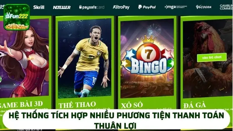 Hệ thống tích hợp nhiều phương tiện thanh toán thuận lợi